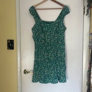 Green and yellow floral dress